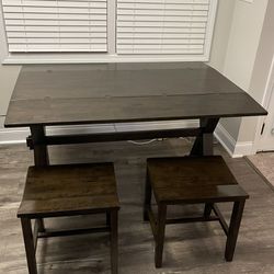 Flip Top Table With Two Backless Stools