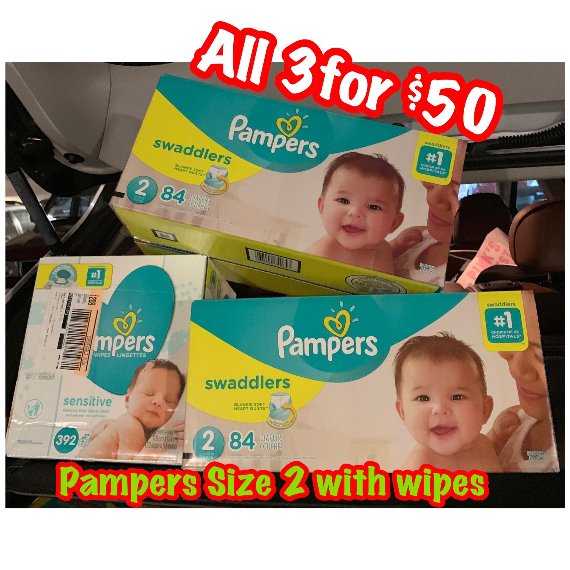 Pampers Size 2 diapers with wipes bundle