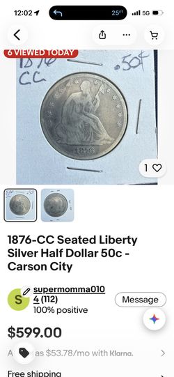 Cc seated half 1876