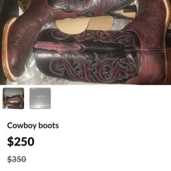 Lucchese Ostrich Black Cherry Boots