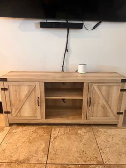 Farmhouse TV Stand with Barn Door Cabinets
