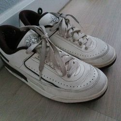 White and brown Air Jordans