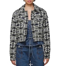 Avec Les Filles Cropped Trucker Jacket