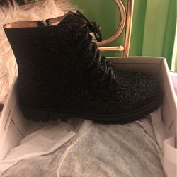 Black Glitter Boots