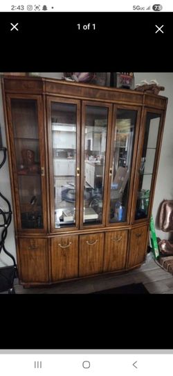 Wood China Cabinet with Glass Doors
