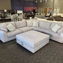 Big Grey Modular Sectional Couch 