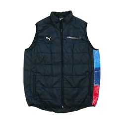 Puma BMW M3 M Motorsport Puffer Vest Large L Mens Blue Padded Jacket Full Zip