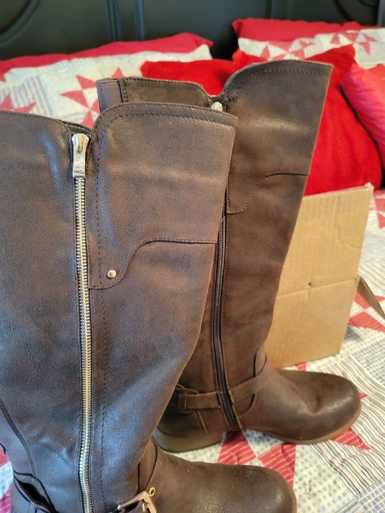Knee Length Leather Boots