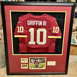 RG3 - Robert Griffin III Autographed Framed Jersey, Photo, and Cards