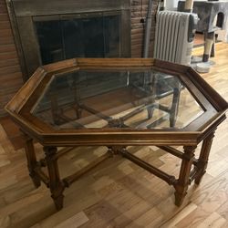 Glass Top Wood Coffee Table