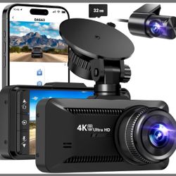 Dash Cam Front Rear 4K/1080P, Dash Camera For Cars Build In WiFi, Full HD Dash Cam With APP Control, 3.94‘’ IPS Screen Dash Camera With 32GB SD Card, 