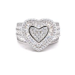 925 Sterling Silver CZ Heart Ring 8.07g Size 9 215779/7