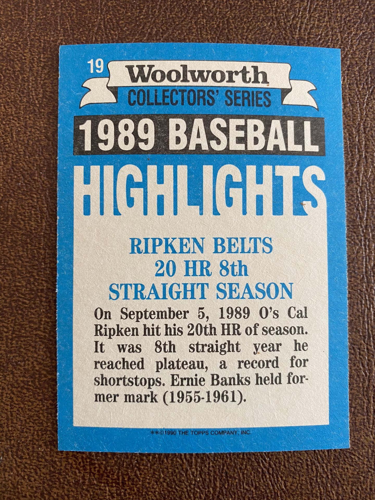 1990 TOPPS WOOLWORTH "BASEBALL HIGHLIGHTS" 33 CARD SET