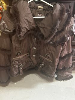Christian Dior Brown Winter Coat With Fur