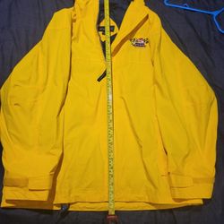 Yellow Port Authority Rain Jacket W/ Bud Light Emblem And Maryland Flag Large