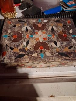 Marble Stone Inlay Decorative trinket Box