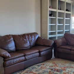 Leather Sleeper Sofa And Loveseat Great Condition