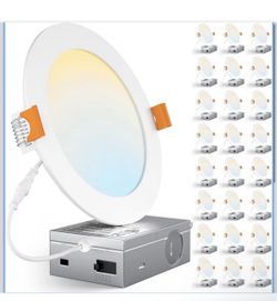 CHARKEE 24 Pack 6 Inch Ultra-Thin 5CCT LED Recessed Ceiling Light,Canless 1050LM