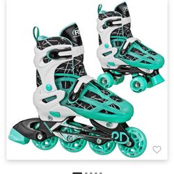 Roller Derby Mint Prodigy Kids' Adjustable Inline-Quad Combo Skates - White/Mint Green S (12-2) $25