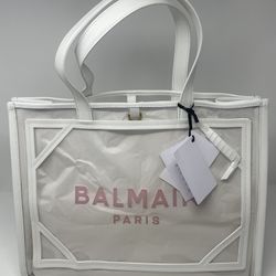 Balmain B Army Medium Shopper Tote Bag in Recycled PVC with Leather Handles