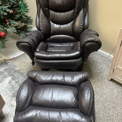 Reclining Leather Chair and Ottoman