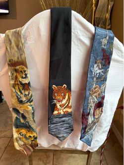 Lot of 3 Vintage Men's Novelty Neckties - WWF Serengeti, Renaissance , Nature's Museum