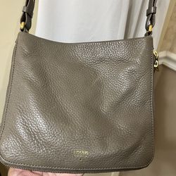 Fossil Gray Preston Expandable Leather Crossbody Purse