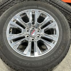20” 2025 GMC Sierra Yukon Denali wheels polished Rims  Continental 275/60/20 100% WITH SENSORS 