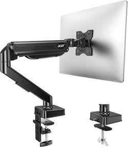 Acer Single Monitor Mount, Fully Adjustable Monitor Arm Fits 17-34" Screens, Gas Spring VESA Mount with C-Clamp & Grommet Base, Computer Desk Arm W/ T