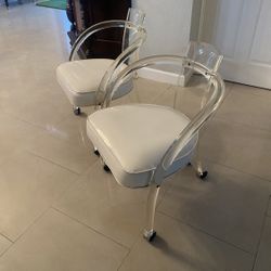 Mid-Century Lucite Acrylic Rolling Chairs  (2)