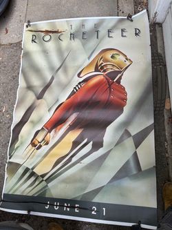 Large Vintage Double Sided Rocketeer Poster 47”x70
