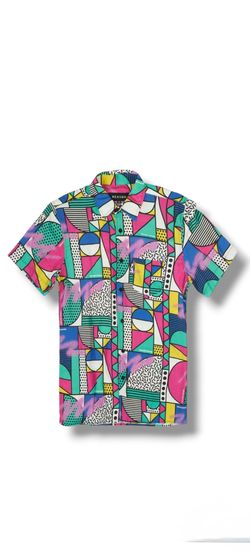 Multi Color Button Up Short Sleeve Shirt (REASON)