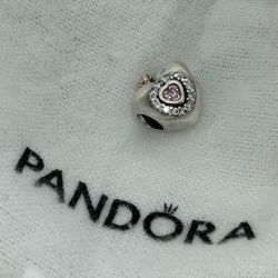 Authentic Pandora Princess Heart Charm with 14K Gold and CZ (RETIRED)