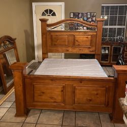 Wood Bed Bed Frame With Mirror 