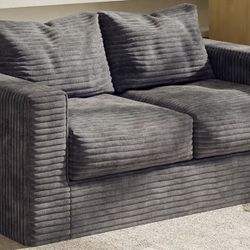 Gray Plush Loveseat, “boneless” 