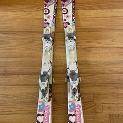 ROSSIGNOL FUN GIRL 39" Skis 100 cm with Rossignol Comp J Bindings Heart Flower