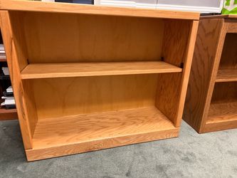 Low Oak Wood Bookcase with One Shelf