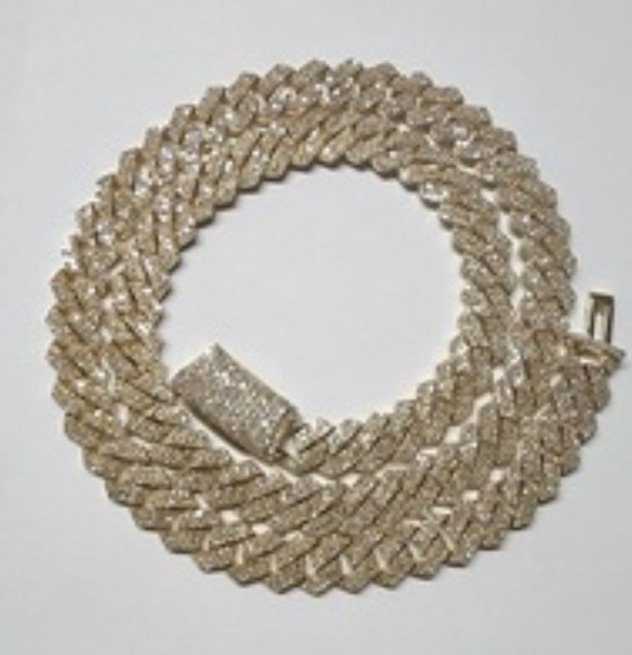 22 Inch 10k Solid Gold 10mm Diamond Cuban Link Chain 4.91 Ct Natural Diamonds