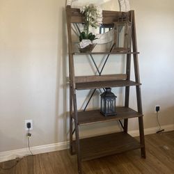 New Leaning Ladder Shelf In Rustic Wood By Walker Edison 🚚 Delivery Avail 