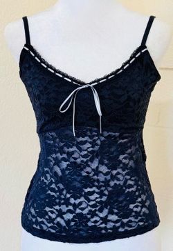 Hollister Co. Navy Blue Floral Lace Cami Tank Top Size L