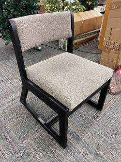 2-Position Sled Base Lounge Chair, Beechwood with Stone Fabric, New