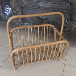 Mid-Century Modern Bamboo & Rattan Magazine Stand