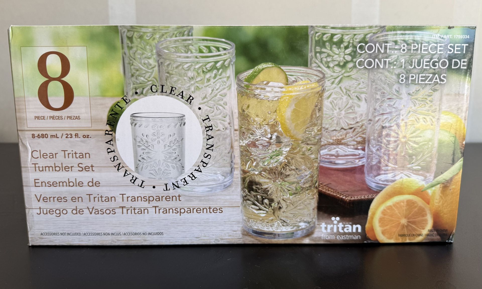 8 Piece Clear Tritan Tumbler Set