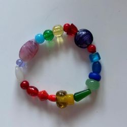 Beautiful Handmade Plastic And Glass Multicolored And Shaped  Bracelet