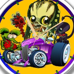 Rat Fink Predator n Alien Clock 