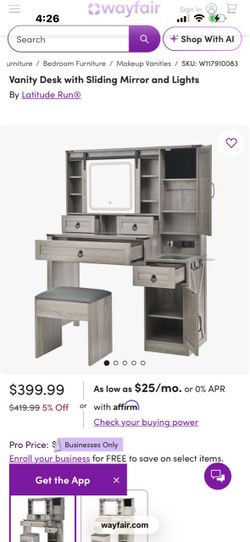 Makeup vanity with lights and jewelry storage