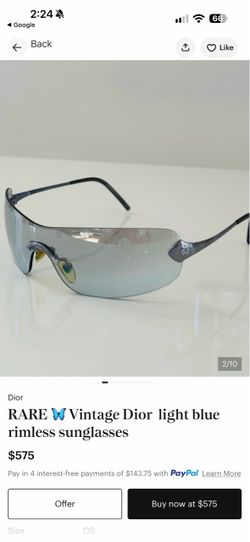 Vintage Dior light blue rimless sunglasses