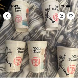Vintage 7-Eleven Slurpee cups baseball from the 80s