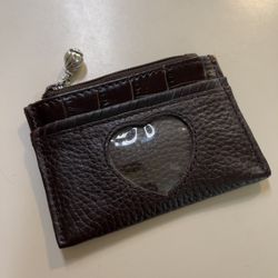 Brighton Vintage Women’s Dark Brown Leather Zip closure thin Small Coins Wallet