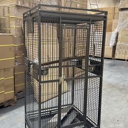 Large 24” x 22” x 63”H Parrot Bird Play Top Rolling Cage With Seed Skirts 